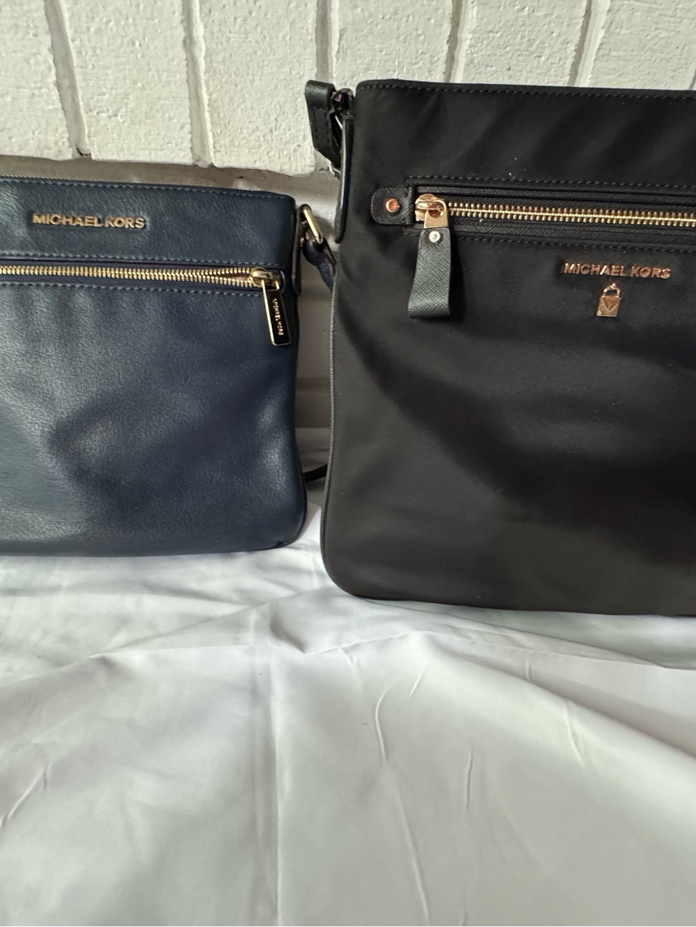 Michael Kors  Black & Blue Crossbody Bag - Leather & Nylon, Lot of 2